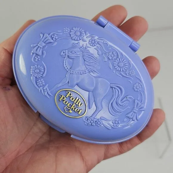 Polly Pocket Bluebird Vintage 1995 Unicorn Horse Meadow Purple Compact Only - Picture 2 of 12